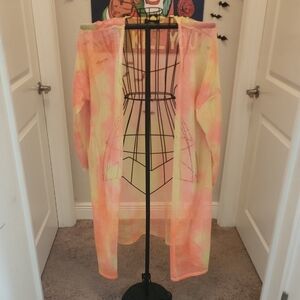 Rainbow Orange Pink Yellow Mesh Cardigan XXXL